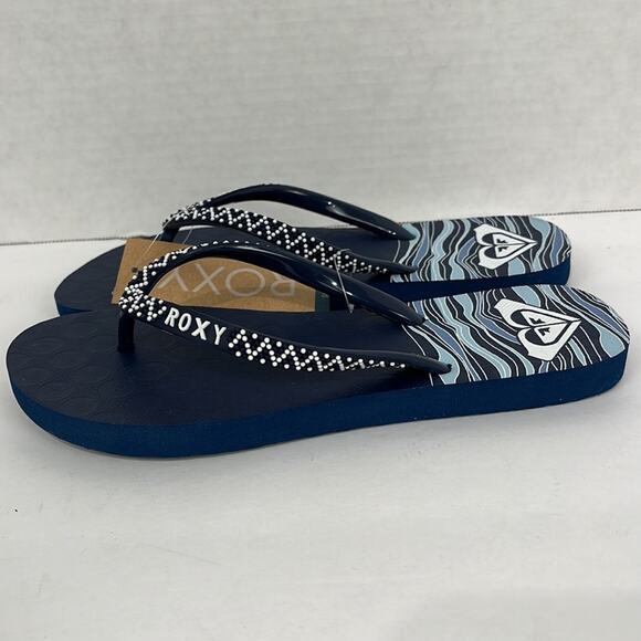 Roxy Lei Blue Flip Flops Women's Size 6 Blue Straps with White & Blue Dots - Picture 5 of 6